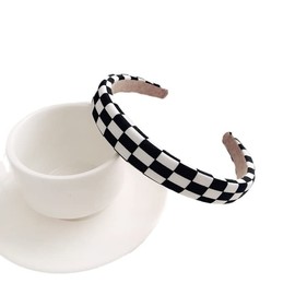 Duehut Checkerboard Headbands Black and White Headbands Checkered Padded Headband for Women Girls Christmas Party Hair Accessories