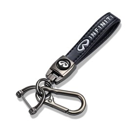 Infinity Black Leather  5 3/4" Key Holder Keychain For Infinity Vehicles.