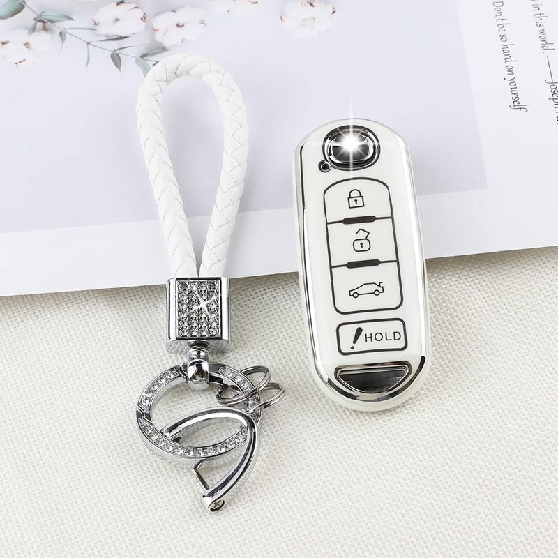 PIFOOG TPU Key Fob Cover with Bling Key Chain Keyless