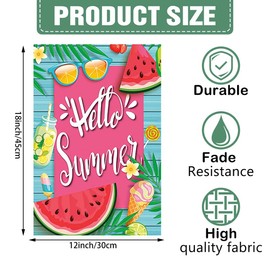 DMERBYL Hello Summer Watermelon Garden Flags for Outside 12x18 Double Sided Summer Tropical Hawaii Beach Vertical Garden Yard Flags Pool Home Summer Garden Decor Decorations Outdoor