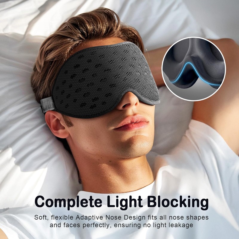 LitBear Breathable Sleep Mask, 3D Eye Mak Sleep for Side
