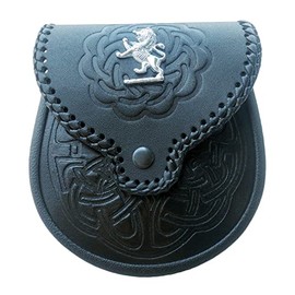 Scottish Sporran, kilt bag, High Land Wear Original Leather Free Chain belt, One Size (Black Lion)