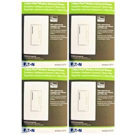 (case of 4) EATON RF9640-NDW Z-Wave Plus Universal Dimmer, White, single pole, 120Vac