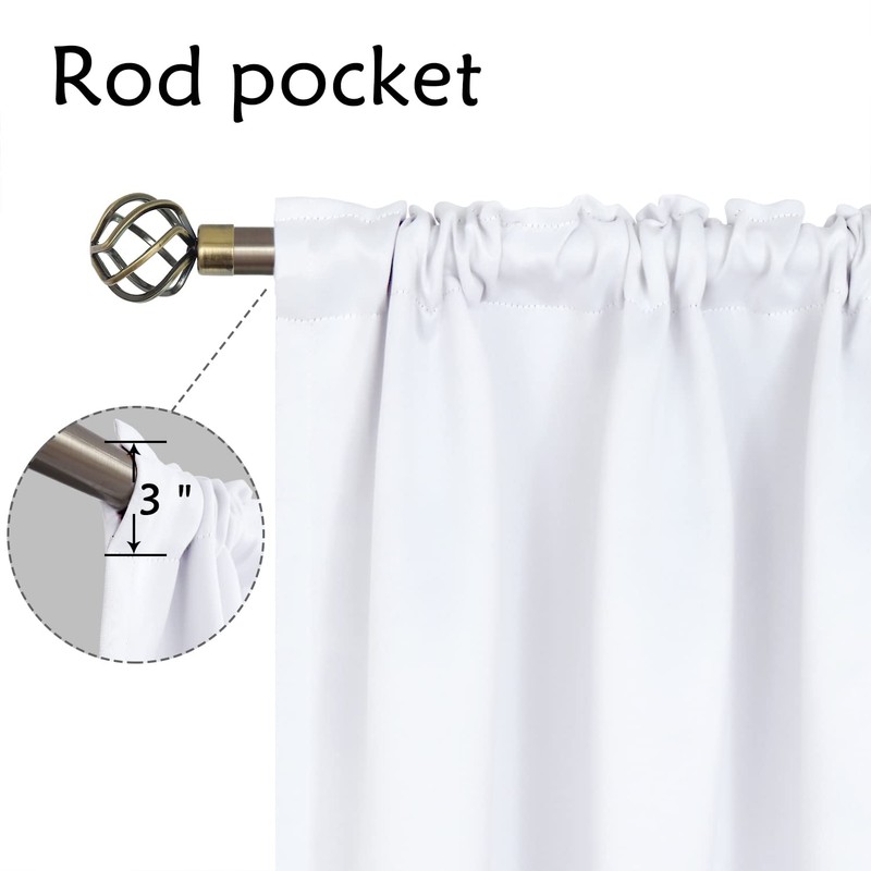 BGment Pure White Curtains 40 Inches Length for Kitchen Windows