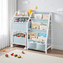 SUOERNUO Kids Bookshelf and Toy Storage Toddler Bookshelf Baby Bookcase Montessori Toy Organizer for Kids Room Nursery Playroom Bedroom
