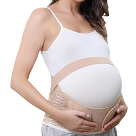 Peifly Pregnancy Belly Band for Support - Maternity Belt for Pregnant Women, Adjustable Pregnancy Support Belt, Comfortable for Relief, Plus Size Belly Band for Pregnancy (1, Beige, X-Large)