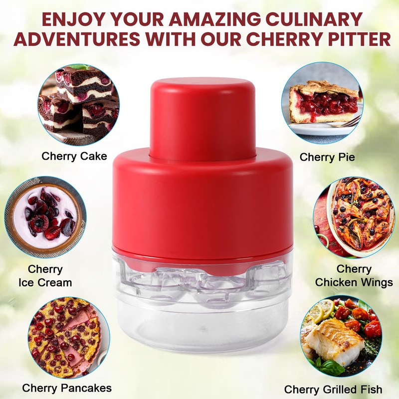 SCHVUBENR 7-IN-1 Large Cherry Pitter Tool - Portable Cherry Corer