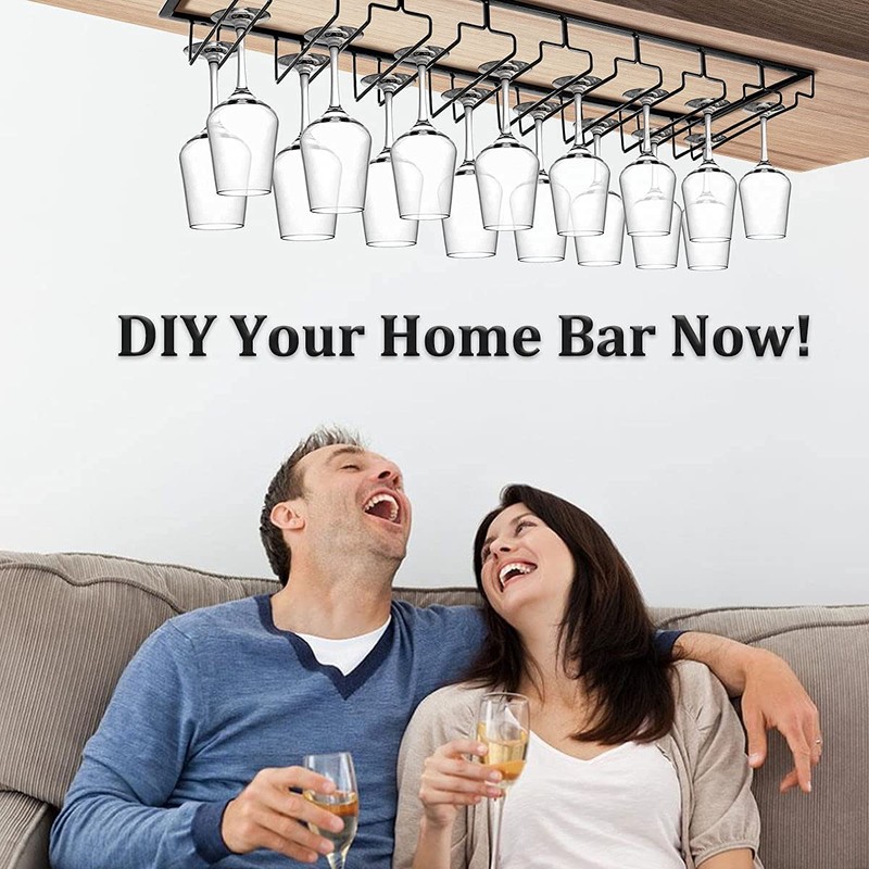 Xverycan Wine Glass Rack Under Cabinet, 8 Row Extreme Large