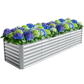 Anmiro 8X2X2ft (1 Pack) Galvanized Raised Garden Bed,Outdoor Planter Box Metal Patio Kit Planting Bed for Vegetables Flowers Herb