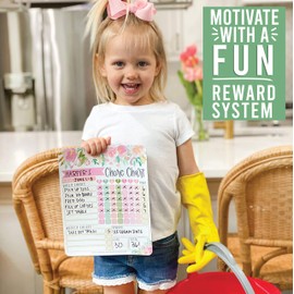 Pink Floral Kids Chore Chart Magnetic, Reward Chart for Kids, Good Behavior Chart for Kids at Home, My Responsibility Chart for Kids, Magnetic Reward Chart for kids Behavior, Chore Chart for One Child