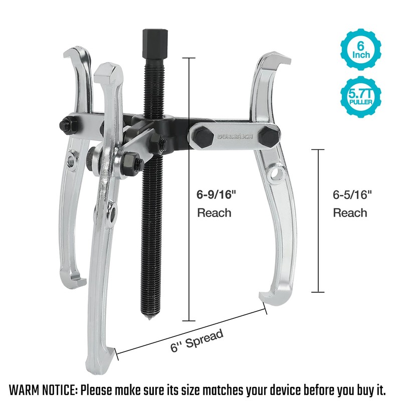 DURATECH 6-Inch 3-Jaw Gear Puller, Removal Tool for Gears, Pulleys,