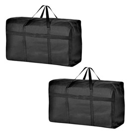2 Pack 130L Extra Large Storage Bags, Big Moving Bags with Strong Zippers Packing Bag Moving Storage Travel Camping for Space Saving(Black-L)