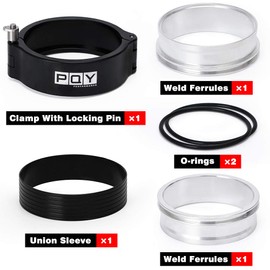 PQY 2.5 Inch Aluminum Quick Release V Band Clamp with Flange Intake Intercooler Pipe Clamp Throttle Union Sleeve