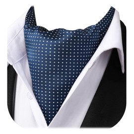 HISDERN Ascot - Corbata para hombre, diseño floral, cachemira, lunares, jacquard, A-Navy Blue 01