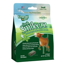 Emerald Pet Fresh Smileezz Natural Dog Dental Treats, Minty Fresh Breath and Clean Teeth, Made in USA
