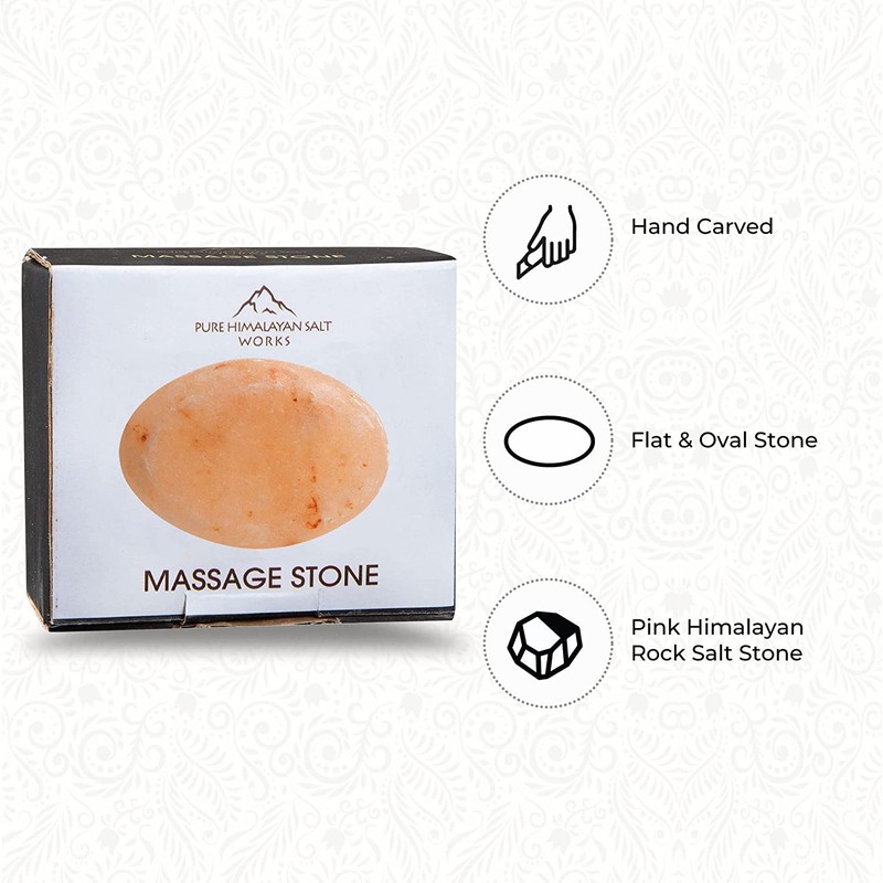 Pure Himalayan Salt Works Flat Oval Massage Stone, Pink Crystal