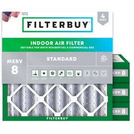 Filterbuy 22x22x4 Air Filter MERV 8 Dust Defense (4-Pack), Pleated HVAC AC Furnace Air Filters Replacement (Actual Size: 21.50 x 21.50 x 3.63 Inches)
