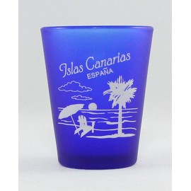 Canary Islands Spain Cobalt Blue Frosted Shot Glass