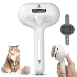 Pet Hair Removal Steam Brush with Enhanced Spray.Rechargeable Pet Steam Brush for Dog & Cat – 3-in-1 Spray Hair Removal Comb – Steam for Shedding & Grooming Includes With Bath Brush