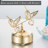 24K Gold Plated Music Box with Two Crystal Studded Hummingbirds