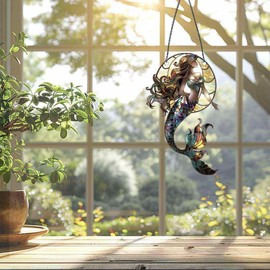 Mermaid Ornament Acrylic Window Hanging, Gift for Country Girl Lovers, Home Wall Room Hanging Decor, Christmas Decorations
