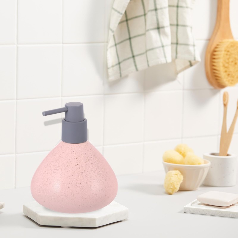 sourcing map Foaming Soap Dispenser 450ml/15oz Beige Ceramic Foaming Soap