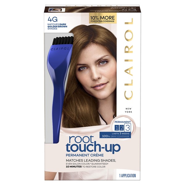 Clairol Root Touch-Up by Nice'n Easy Permanent Hair Dye, 4G Dark Golden Brown Hair Color, 2 Count