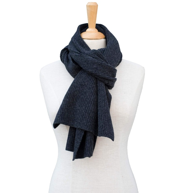 FosterNatur, Women's/Men's Fine Rib Scarf, 100% Wool, bordeaux