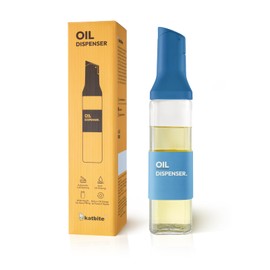 katbite 16oz Glass Olive Oil Dispenser Bottle for Kitchen Cooking - Leakproof Kitchen Essential with Precise Pouring Spout for Salad, Air Fryer, BBQ, Non-Stick Pans, Easy Refill and Use, Blue