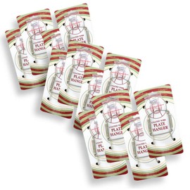 BANBERRY DESIGNS Brass Vinyl Coated Plate Hanger 3.5 to 5 Inch Plate Hanger Set of 12 Hangers - Includes Hanging Hook and Nail