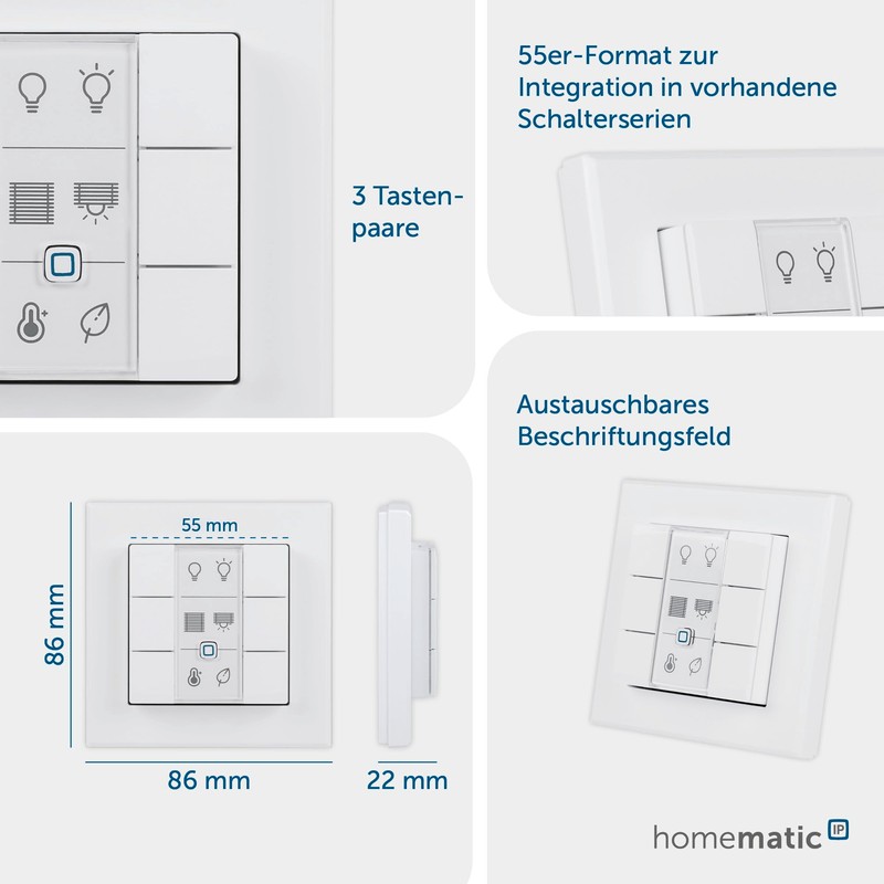 Homematic IP 142308A0 6-button wall switch