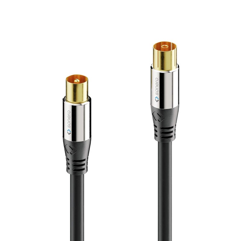Sonero Premium TV Antennenkabel / Koaxialkabel, 2,00m, schwarz, S-AC000-020