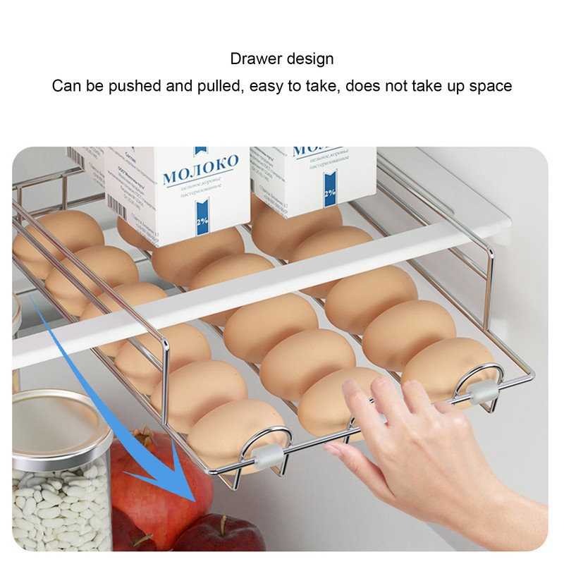 Refrigerator Egg Rack Stainless Steel Drawer Type Egg Storage Container