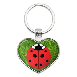 Lady Bug Ladybug Insect Keychain Heart Love Metal Key Chain Ring
