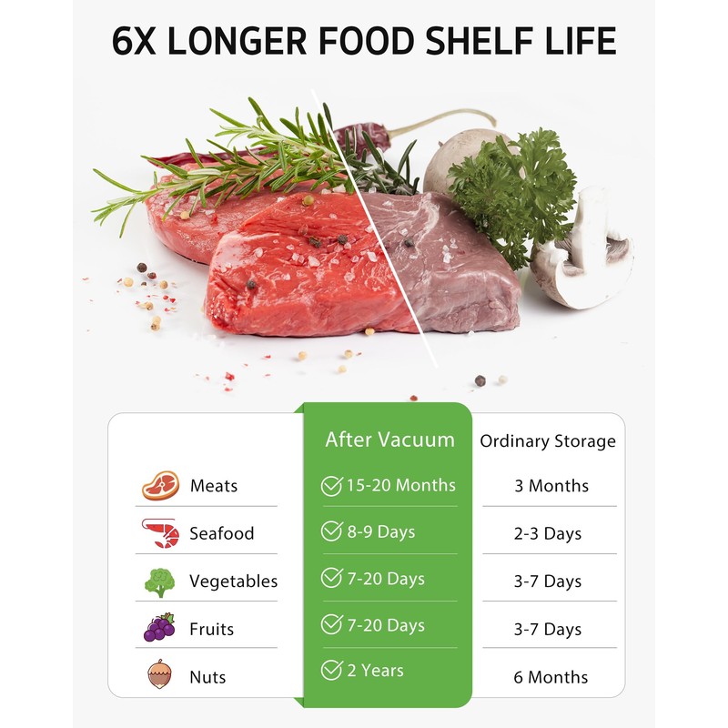 Syntus Vacuum Sealer Bags for Food, Food Storage Bags for