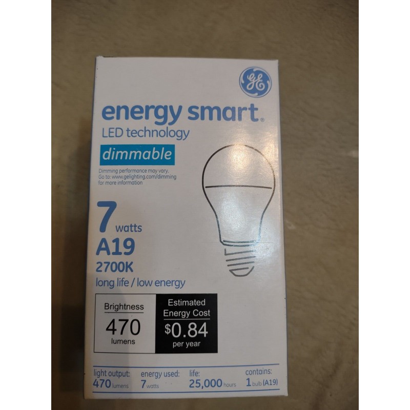 GE Energy Smart 7 watt 470 lumens dimmable light bulb
