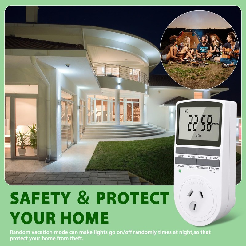 Lamptobe Power Timer, 7-Day Programmable Electrical Outlet Power Switch 240V,