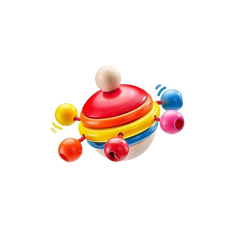 Selecta 61068 Colourful Rotondo Spinning Wooden Grasping Toy, 7.5 cm,
