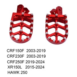 Dirt Bike Foot Pegs CNC Footpegs Foot Pedals Rest for XR150L 2015-2024 CRF150F CRF230F 2003-2019 CRF250F 2019-2024 Motorcycle motorbike (Red)