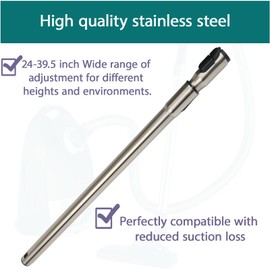 LUCKXUANYUAN 1-3/8" (35mm) Stainless Steel Vacuum Extension Wand Compatible with Miele C1, C2, C3,S4,S5,S8,S10 etc, Extends Up to 39.5" Long miele Non Electric Telescope Metal Tube Stainless Wand