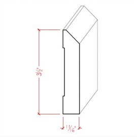 EWBB14 Beveled Edge Baseboard 3-1/2" Tall x 11/16" Moulding Unfinished, Poplar, 94"