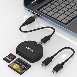 CFast Card Reader SD Reader - 10Gbps CFast 2.0 Adapter with USB 3.2 Gen2 USB A/USB C Cable, SD/C-Fast Memory Adapter for SDXC, SDHC & C Fast Card, Read 2 Slot at The Same time