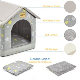 Jiupety Dog House Indoor, M Size Indoor Dog House for Medium and Small Dog, Warm Cave Sleeping Nest Bed for Cats and Dogs, Gray
