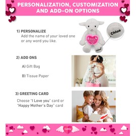 DolliBu Happy Mother's Day Super Soft Plush Long Leg Lamb - Cute Stuffed Animal Present with Pink Heart Message for Best Mommy, Grandma, Wife, Daughter - Cute Farm Life Plush Toy Gift - 10.5 Inch