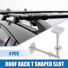 X AUTOHAUX Car Roof Rack T Shaped Slot Bolt M6 W/Nuts Washer (Pack of 4)