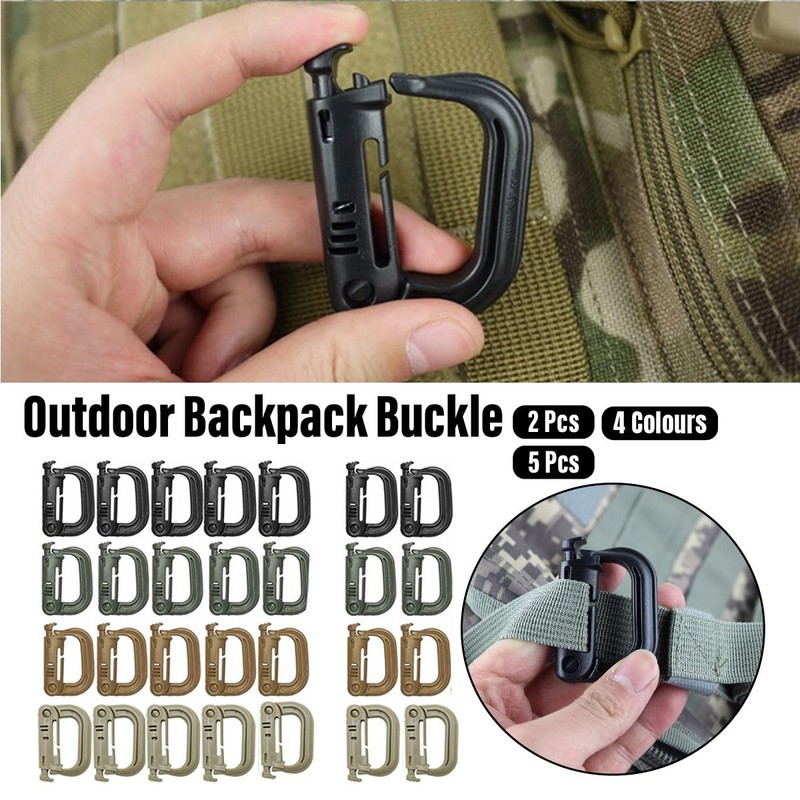 AIMALL 2pcs Tactical Carabiner Hook D-Ring Clip for Military Backpack