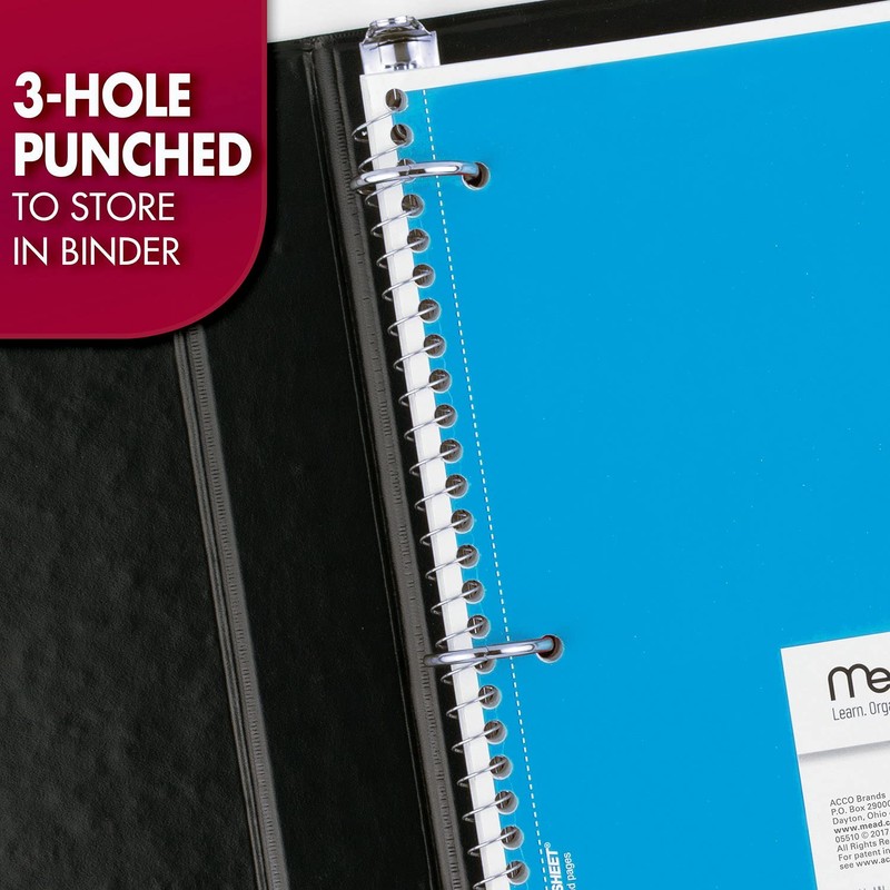 Mead Spiral Notebook, 4 Pack, 1-Subject, Wide Ruled Paper, 7-1/2"