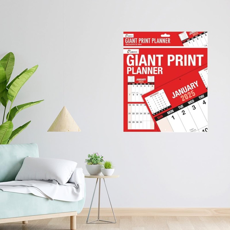 2025 Giant Print Month To View Wall Calendar Planner -