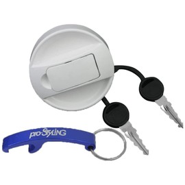 Fuel Cap Water Tank Cap Water Drinking Water Diesel Caravan Motorhome White with Flap in Set with pro-Styling Keyring