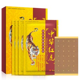 Tiger Patches, 32 Counts Chinese Red Tiger Back Heat Patches, Ultra Strength Traditional Herbal Plaster for Muscle Joint of Knee Neck Shoulder 4 Packs 8 Each